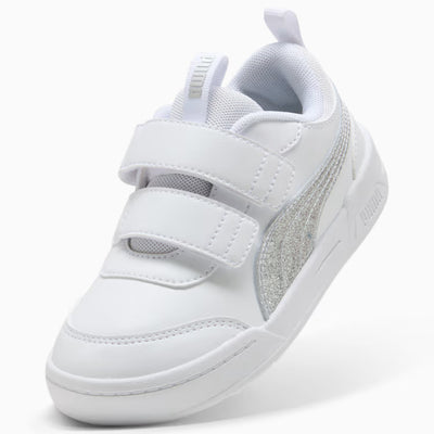 Puma Kid's Multiflex Hook N' Loop White/Silver Sneaker Shoes