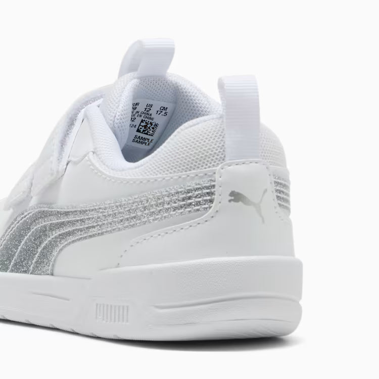 Puma Kid's Multiflex Hook N' Loop White/Silver Sneaker Shoes