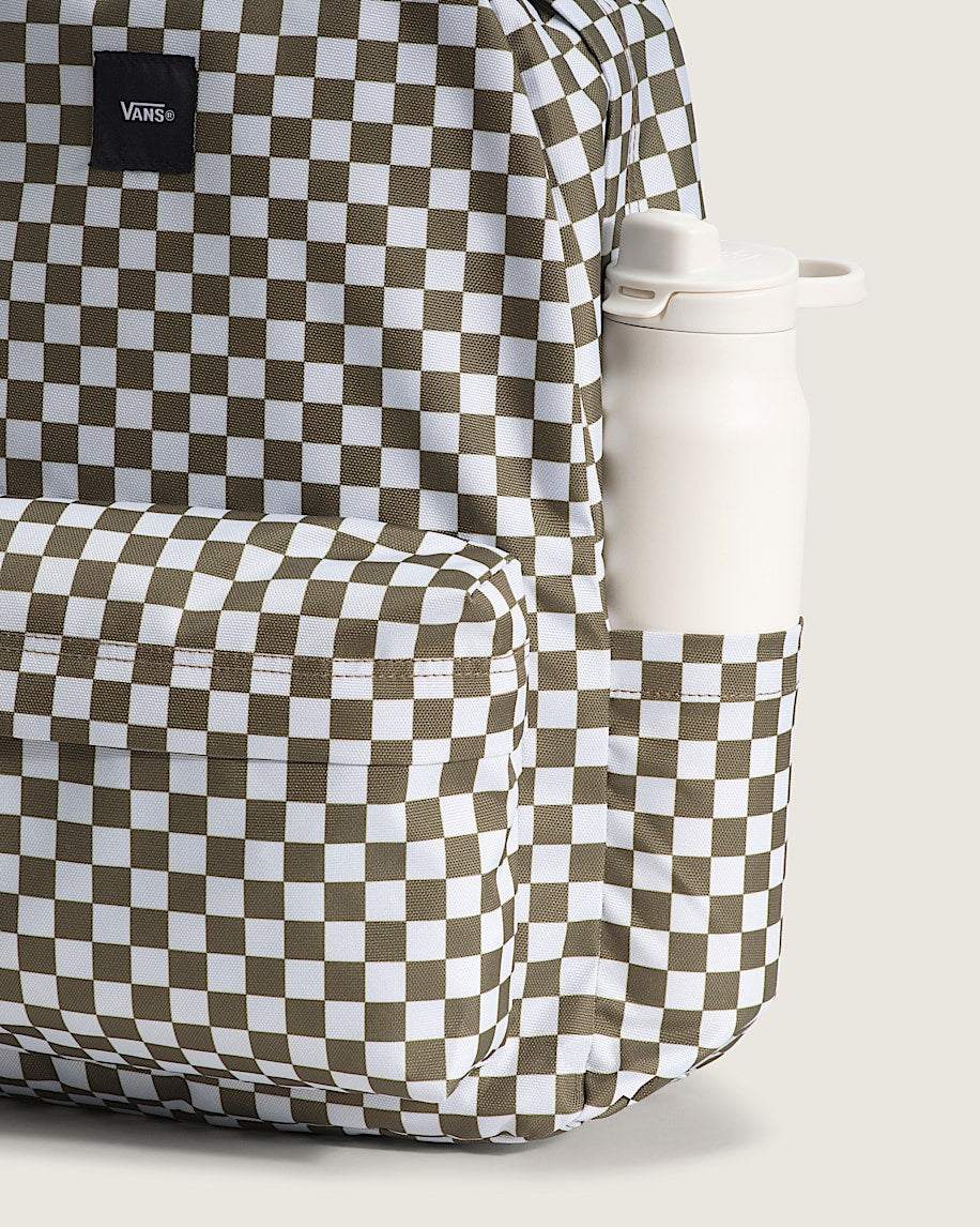 VANS OLD SKOOL CHECKERBOARD OLIVE BROWN BACKPACK