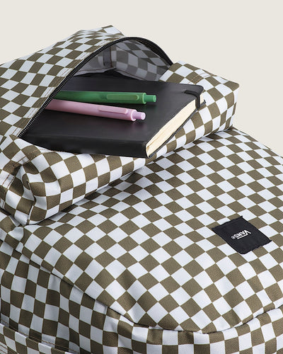 VANS OLD SKOOL CHECKERBOARD OLIVE BROWN BACKPACK
