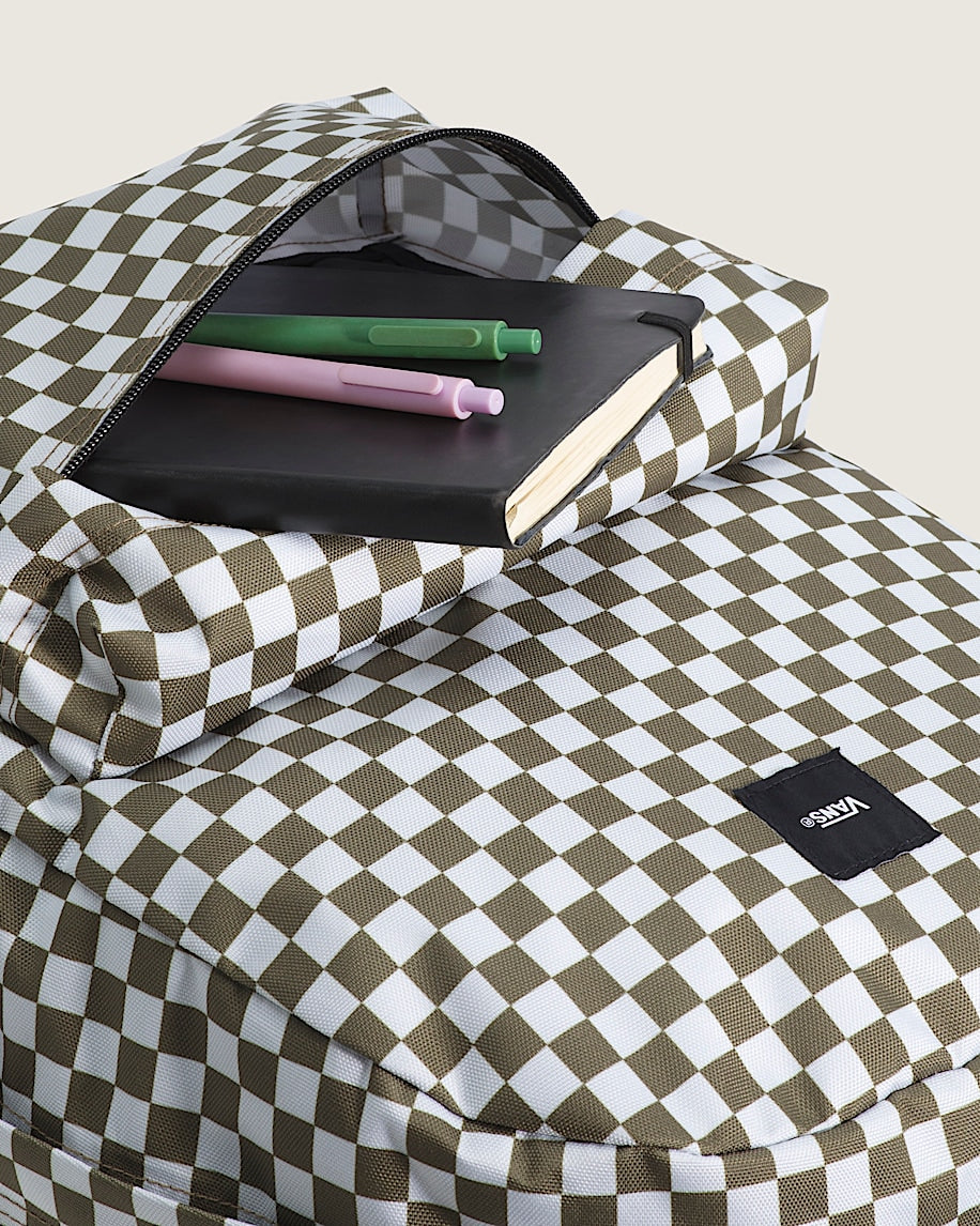 VANS OLD SKOOL CHECKERBOARD OLIVE BROWN BACKPACK