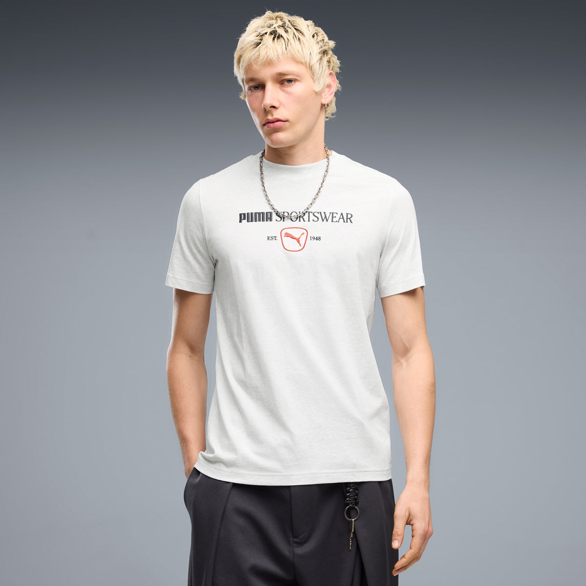 PUMA MEN'S CLASS GRAPHIC WHITE HEATHER TEE