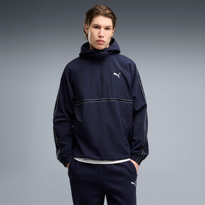 PUMA MEN'S CLASS RELAXED PINNACLE HALF-ZIP NAVY HOODIE