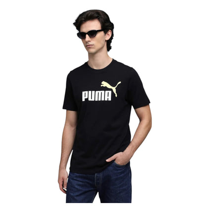 Puma Men's Essentials 2 Colour Logo Black Tee