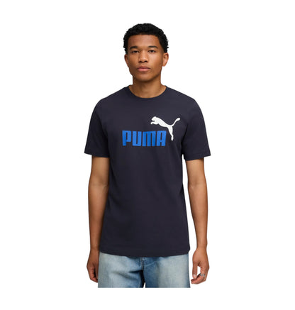 Puma Men's Essentials 2 Colour Logo Navy Tee
