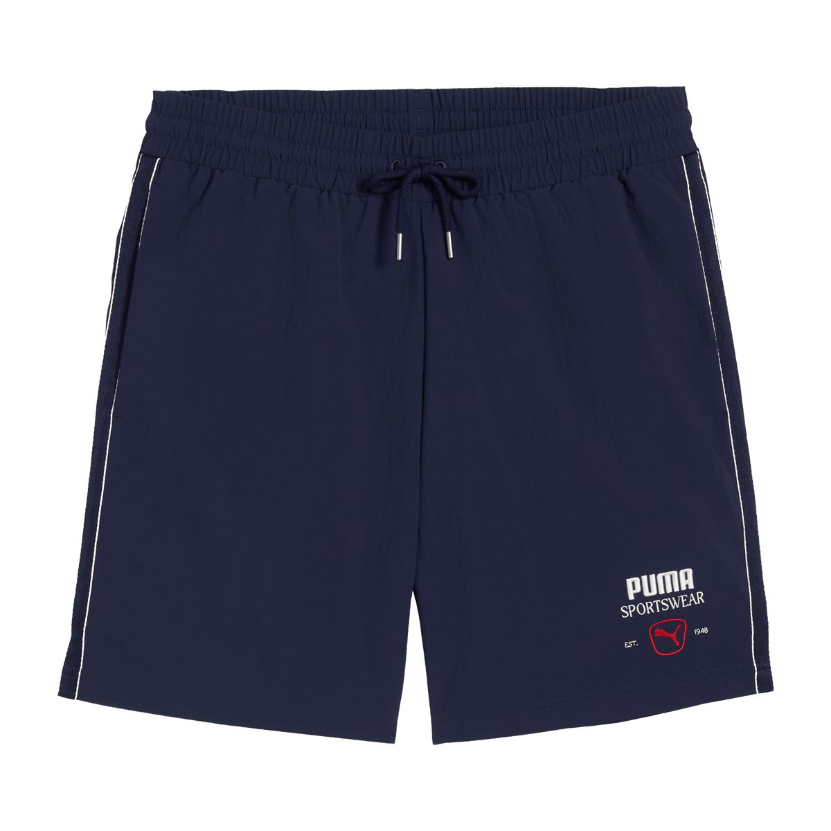 PUMA MEN'S CLASS GRAPHIC 6" WOVEN NAVY SHORTS