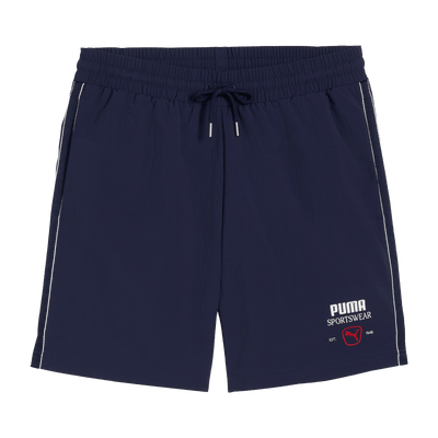 PUMA MEN'S CLASS GRAPHIC 6" WOVEN NAVY SHORTS