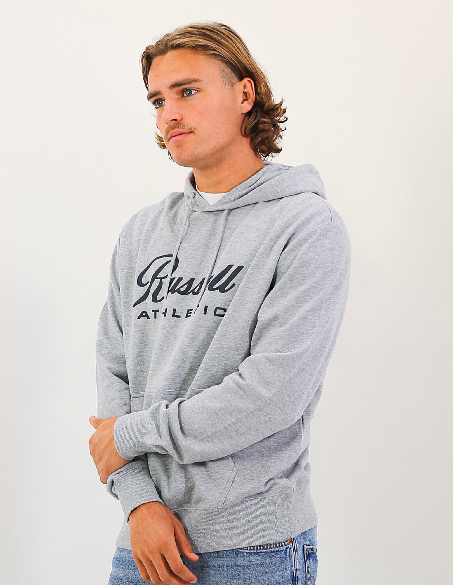 RUSSELL ATHLETIC MEN'S SCRIPT GREY HOODIE