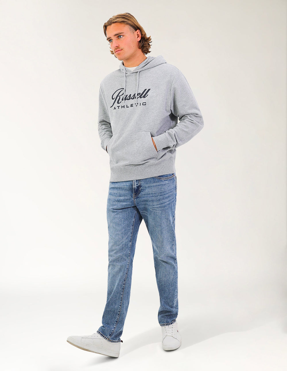 RUSSELL ATHLETIC MEN'S SCRIPT GREY HOODIE