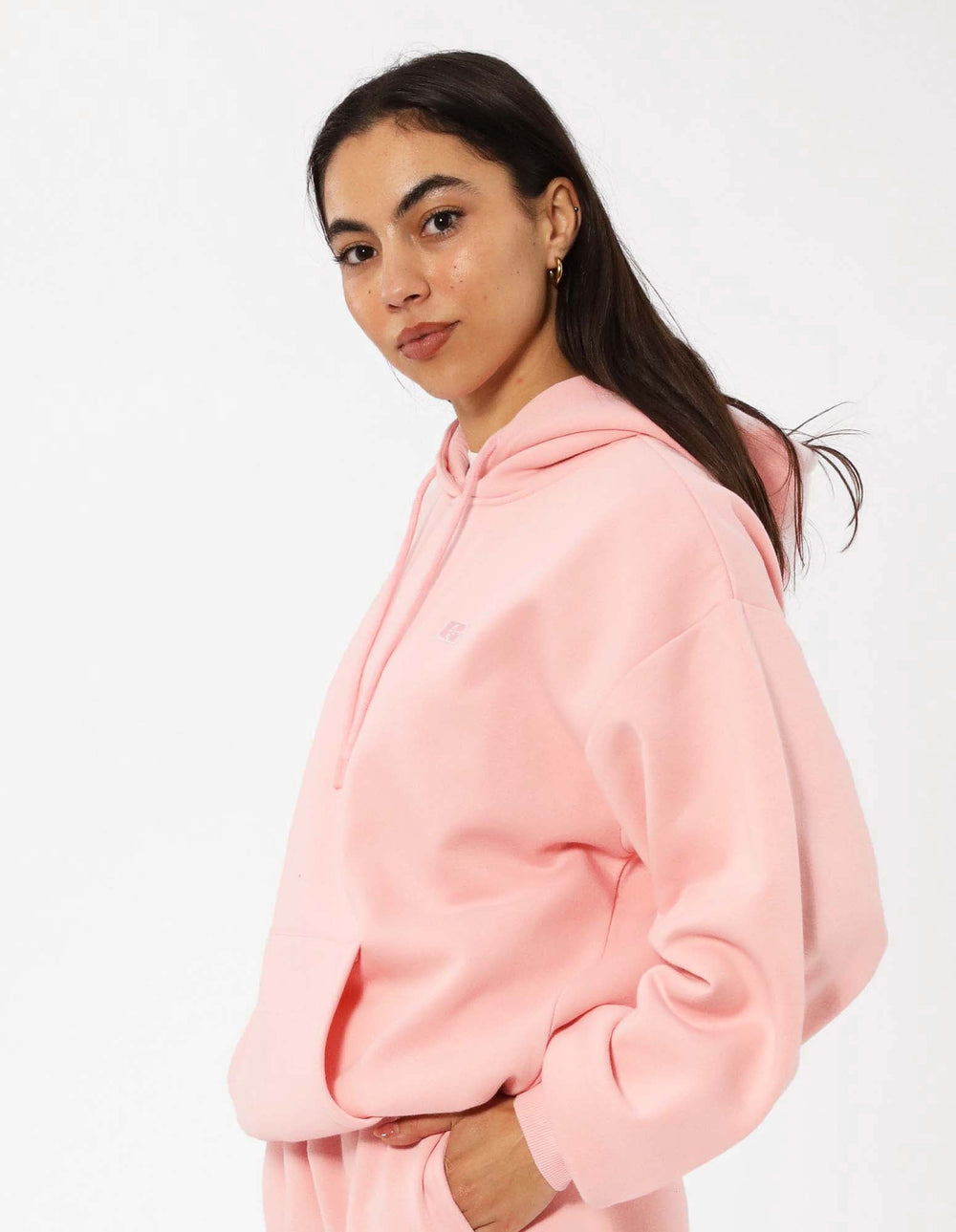 RUSSELL ATHLETIC WOMEN'S R LOGO PINK HOODIE
