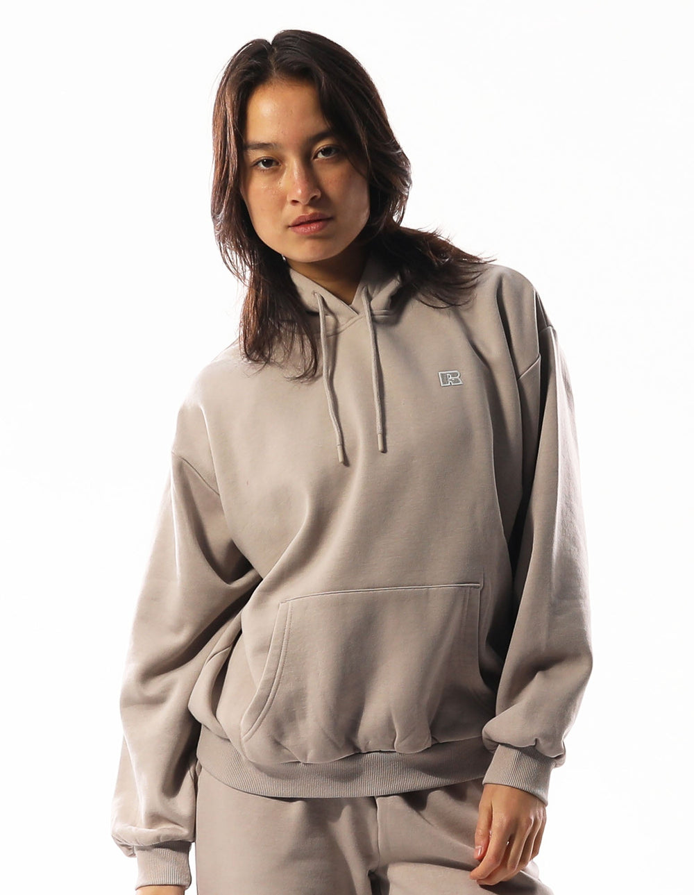 RUSSELL ATHLETIC WOMEN'S R LOGO BEIGE HOODIE