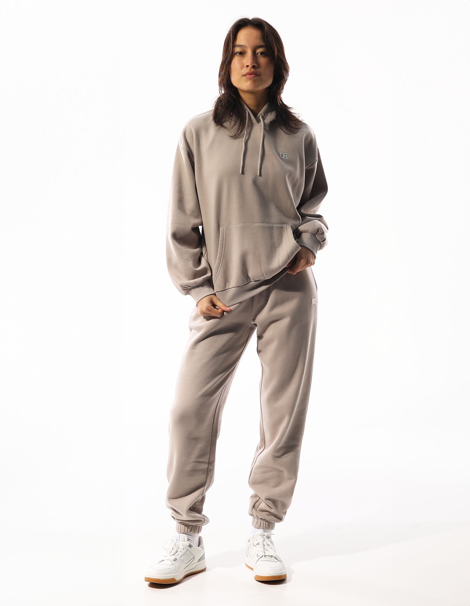 RUSSELL ATHLETIC WOMEN'S R LOGO BEIGE HOODIE