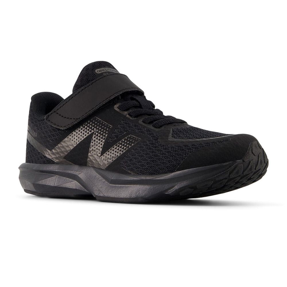 NEW BALANCE KID'S HOOK N' LOOP FLASH V7 TRIPLE BLACK RUNNING SHOES