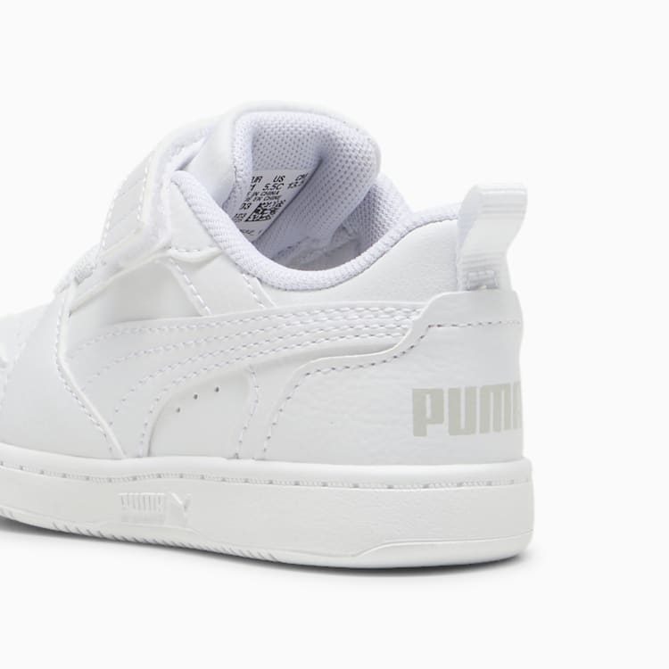 Puma Kid's Rebound V6 Hook N' Loop Triple White Sneaker Shoes