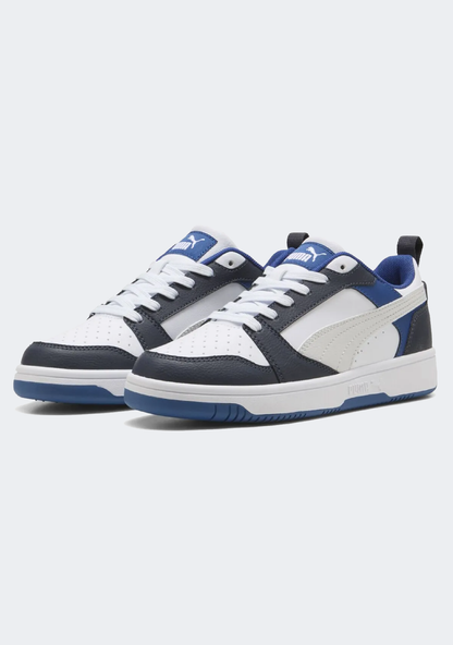 Puma Kid's Rebound V6 White/Blue/Black Sneaker Shoes