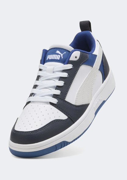 Puma Kid's Rebound V6 White/Blue/Black Sneaker Shoes