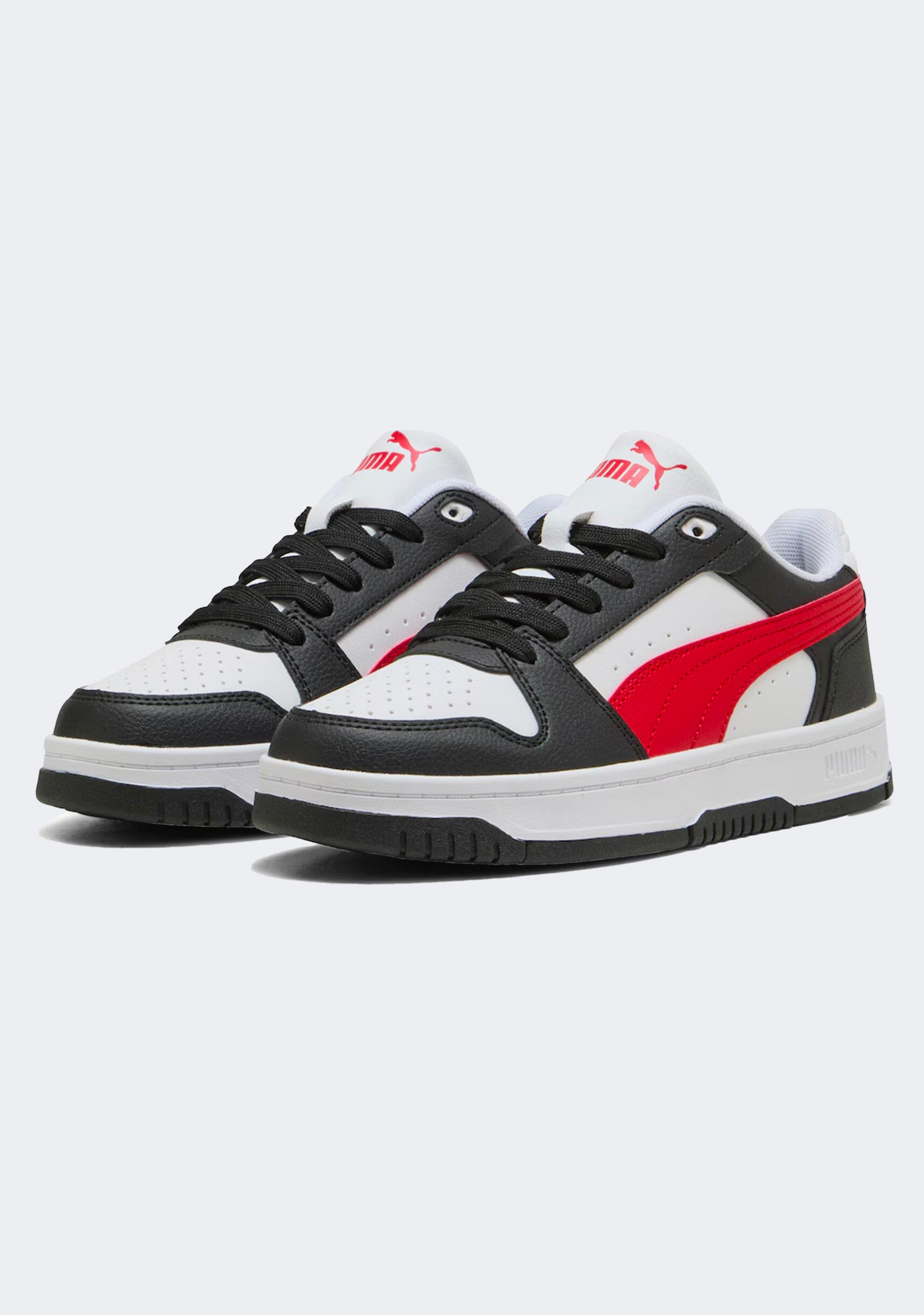PUMA KID'S REBOUND SLAM LO BLACK/RED/WHITE SNEAKER SHOES