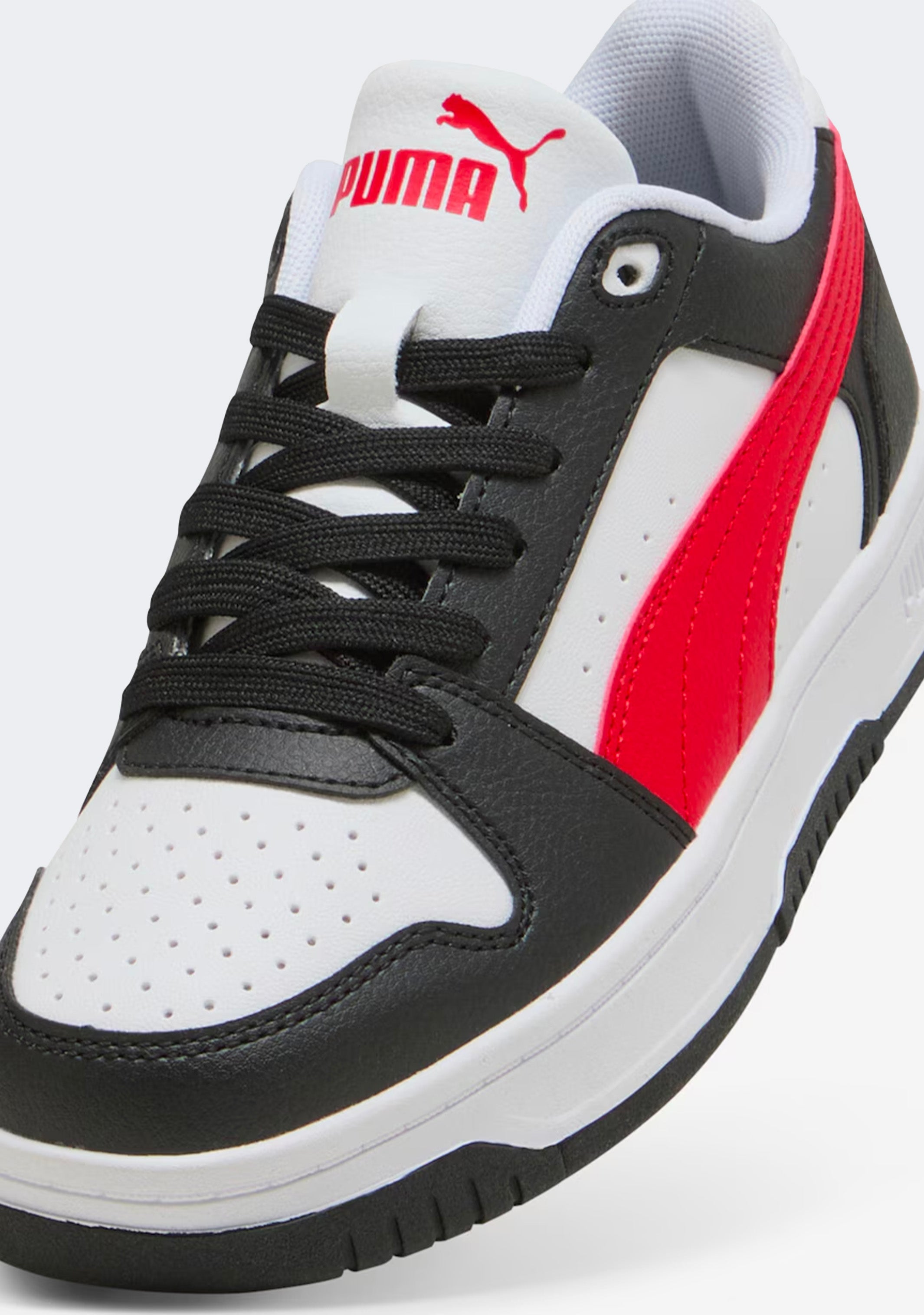PUMA KID'S REBOUND SLAM LO BLACK/RED/WHITE SNEAKER SHOES