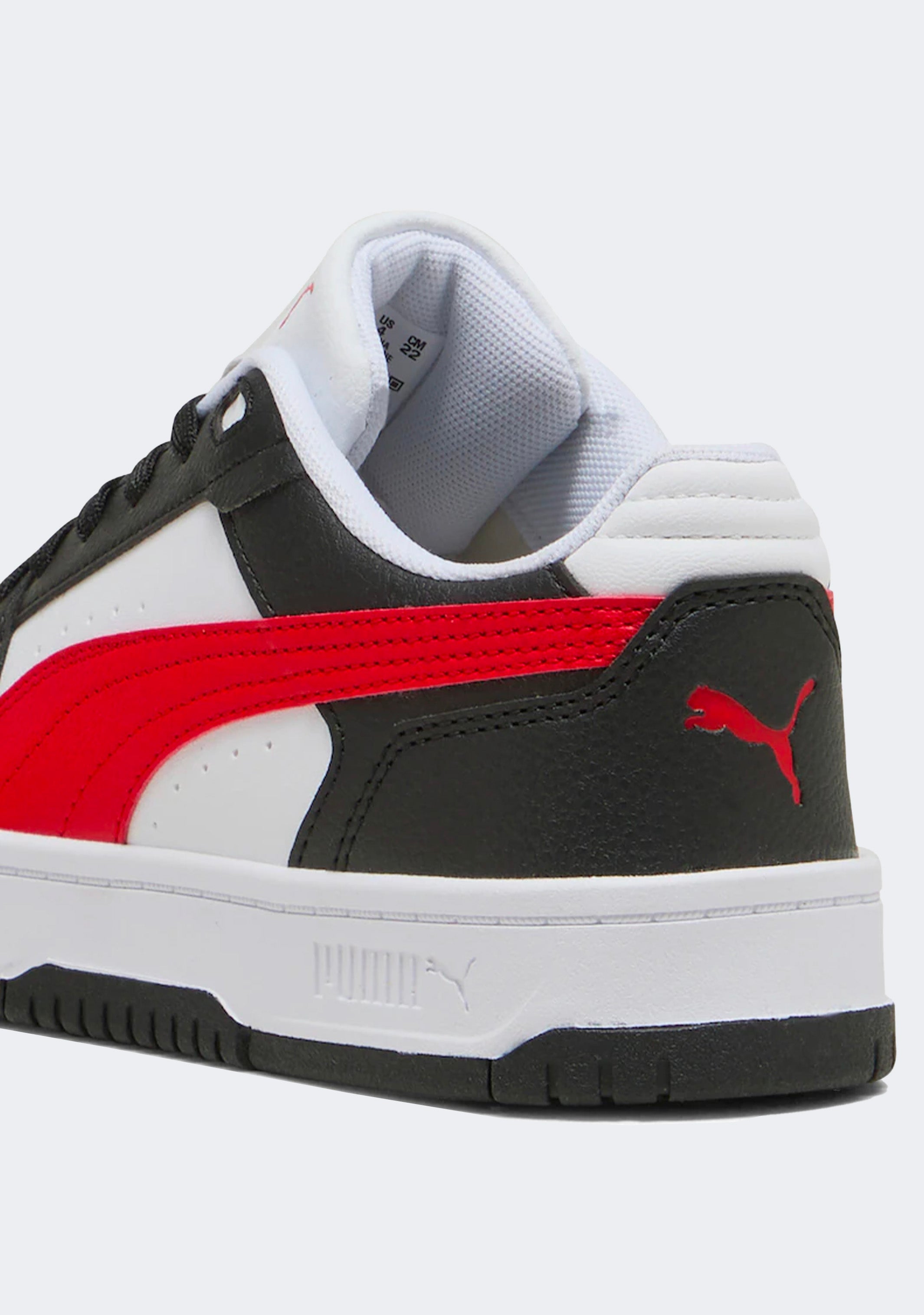 PUMA KID'S REBOUND SLAM LO BLACK/RED/WHITE SNEAKER SHOES