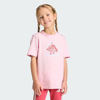 ADIDAS KID'S SNACKS GRAPHIC PINK TEE
