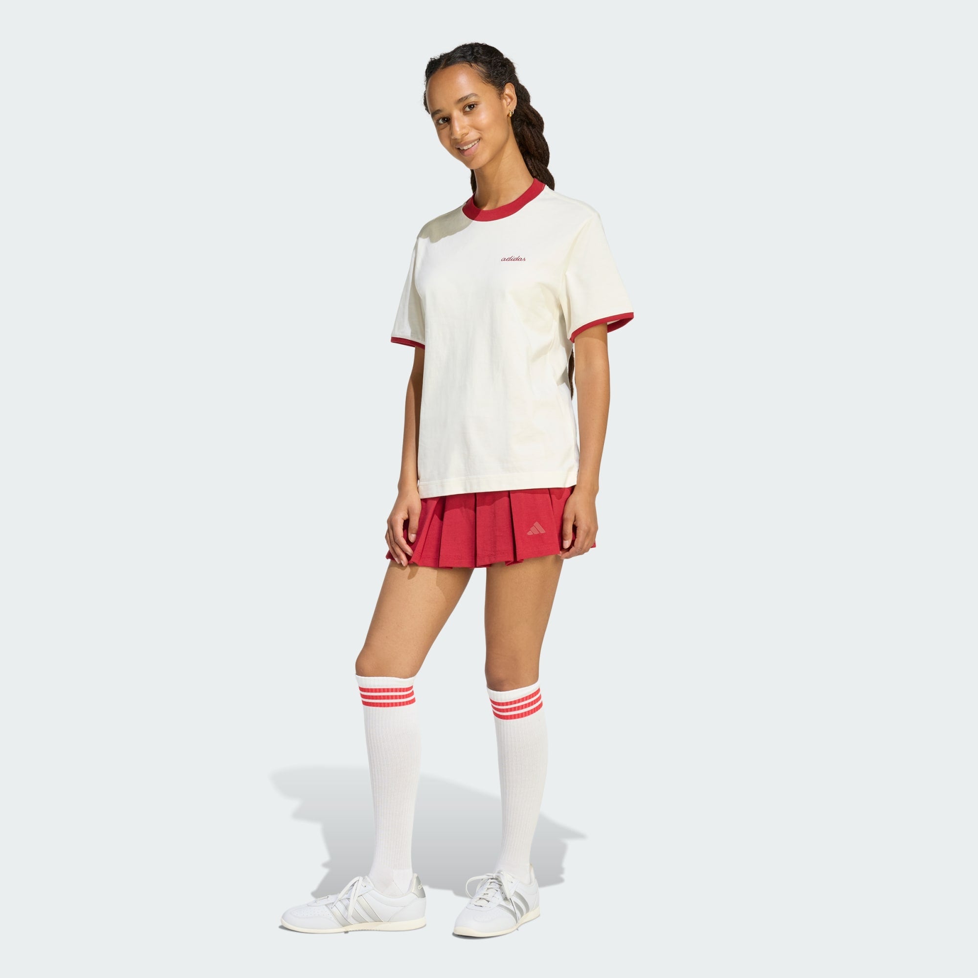 Adidas Women's Colorpop Embroidered Graphic Off White/Maroon Tee