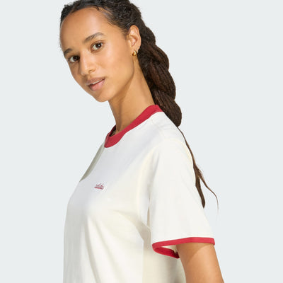 Adidas Women's Colorpop Embroidered Graphic Off White/Maroon Tee