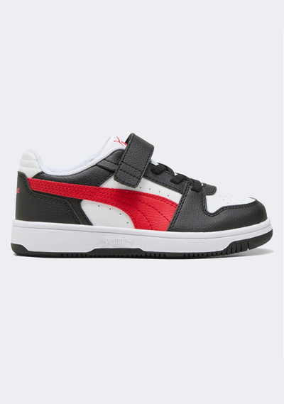 PUMA KID'S HOOK N' LOOP REBOUND SLAM LO BLACK/RED/WHITE SNEAKER SHOES