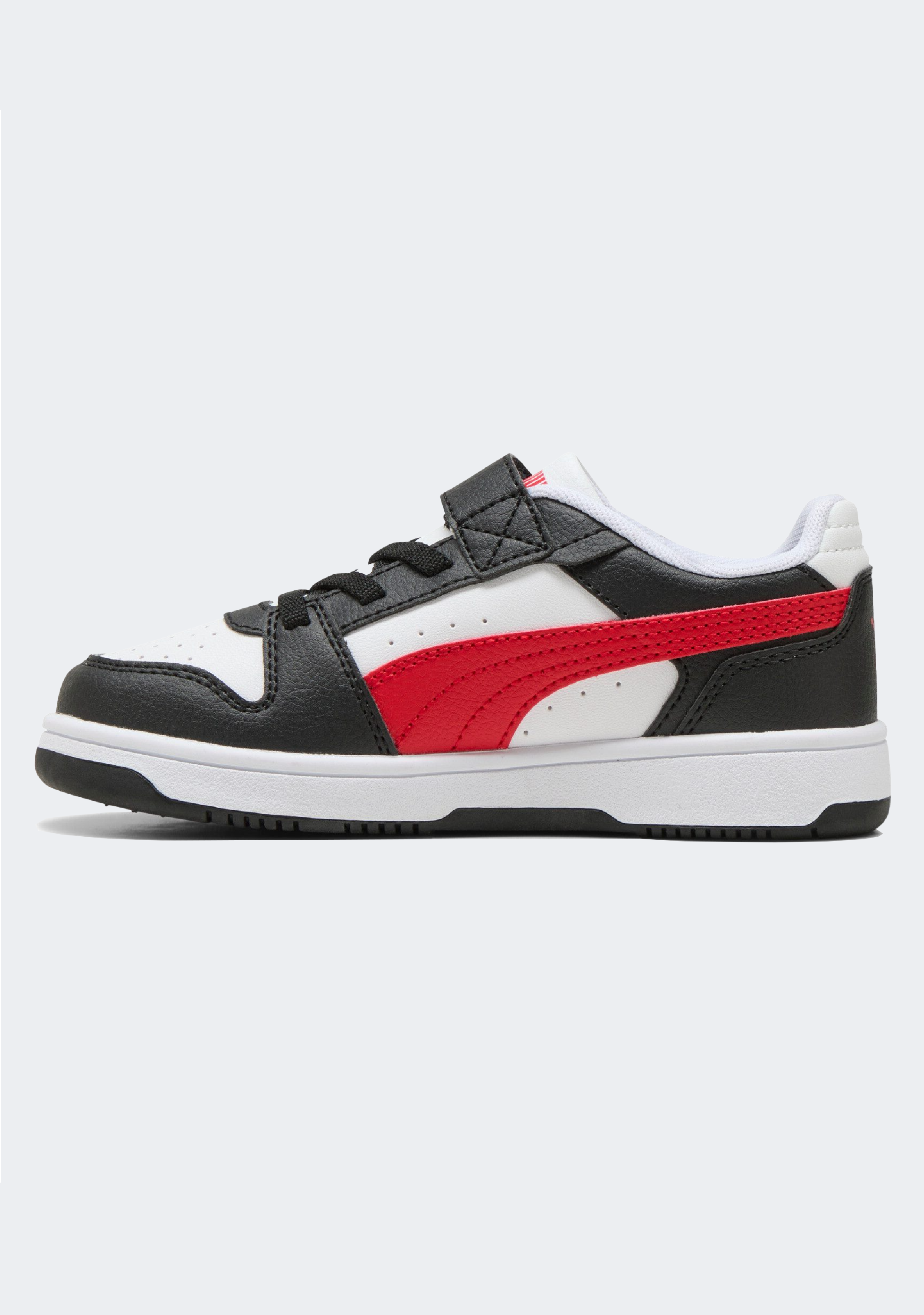 PUMA KID'S HOOK N' LOOP REBOUND SLAM LO BLACK/RED/WHITE SNEAKER SHOES