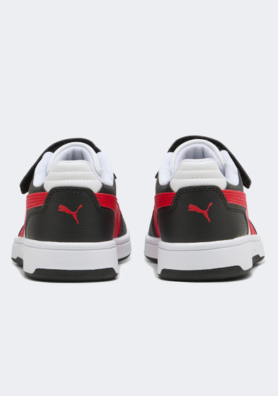 PUMA KID'S HOOK N' LOOP REBOUND SLAM LO BLACK/RED/WHITE SNEAKER SHOES