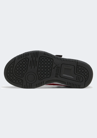 PUMA KID'S HOOK N' LOOP REBOUND SLAM LO BLACK/RED/WHITE SNEAKER SHOES