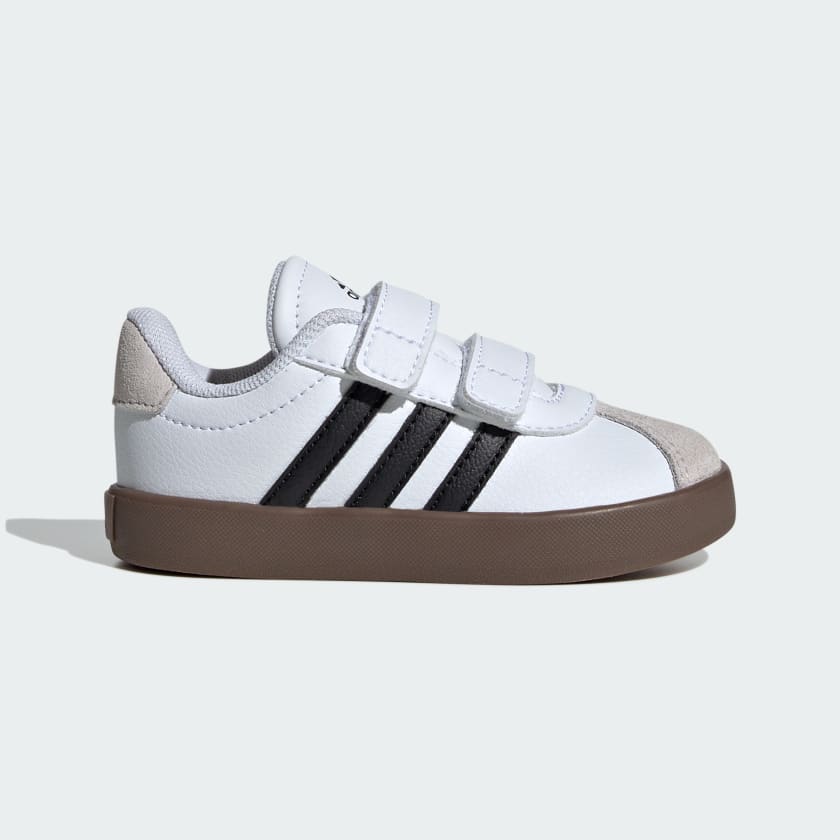 Adidas Kid's Vl Court 3.0 Hook N' Loop White/Black Sneaker Shoes