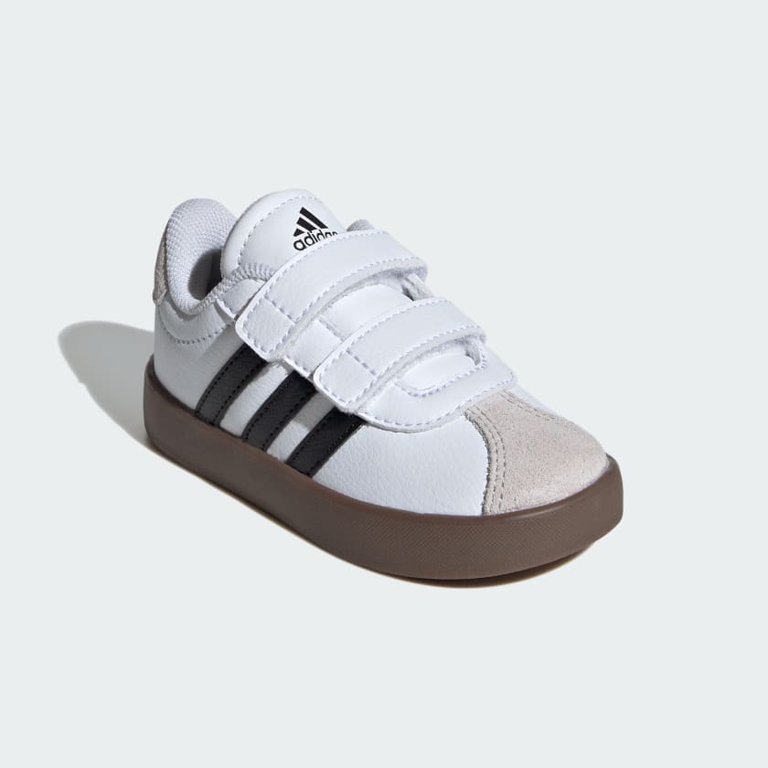 Adidas Kid's Vl Court 3.0 Hook N' Loop White/Black Sneaker Shoes