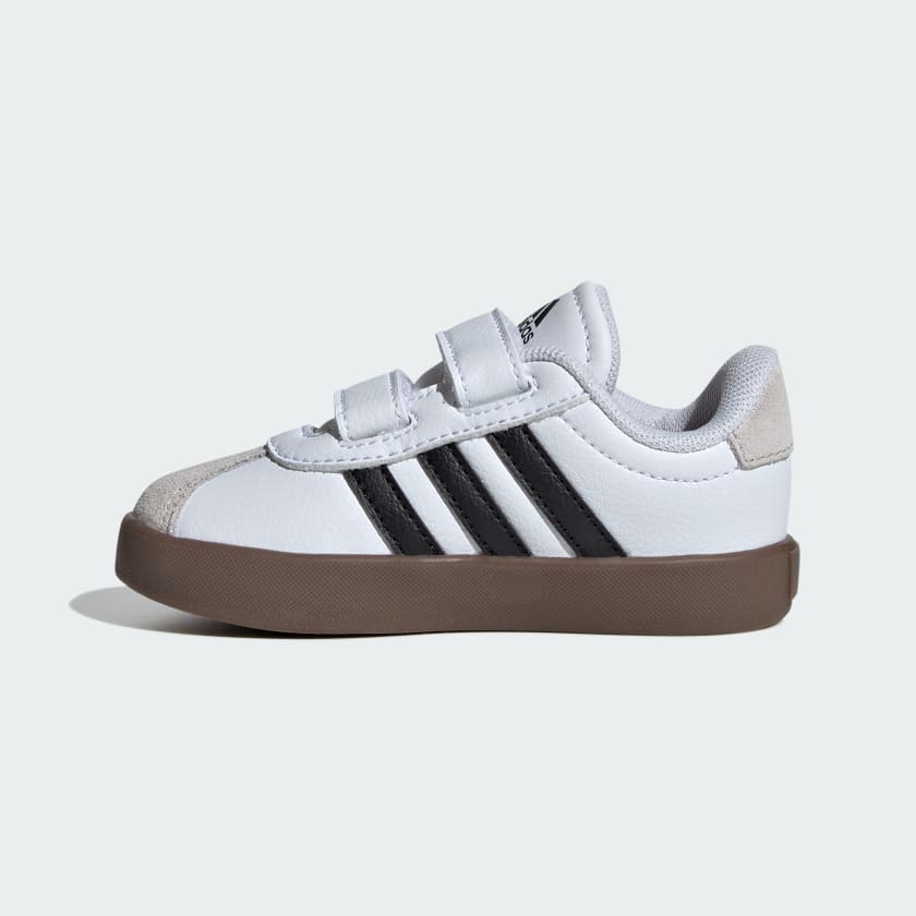 Adidas Kid's Vl Court 3.0 Hook N' Loop White/Black Sneaker Shoes