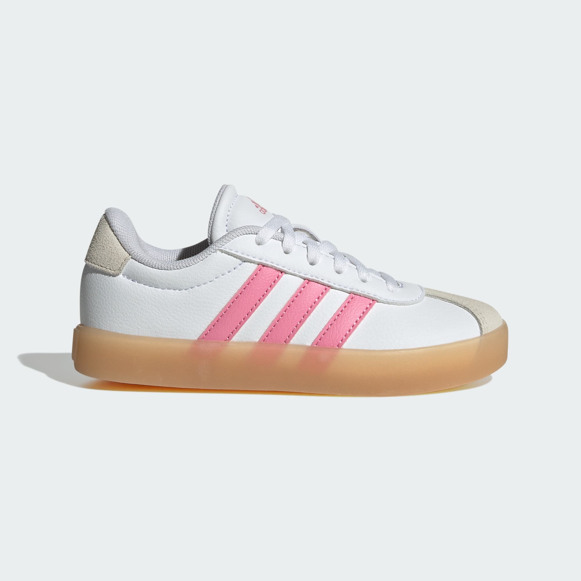 ADIDAS KID'S VL COURT 3.0 WHITE/PINK SNEAKER SHOES