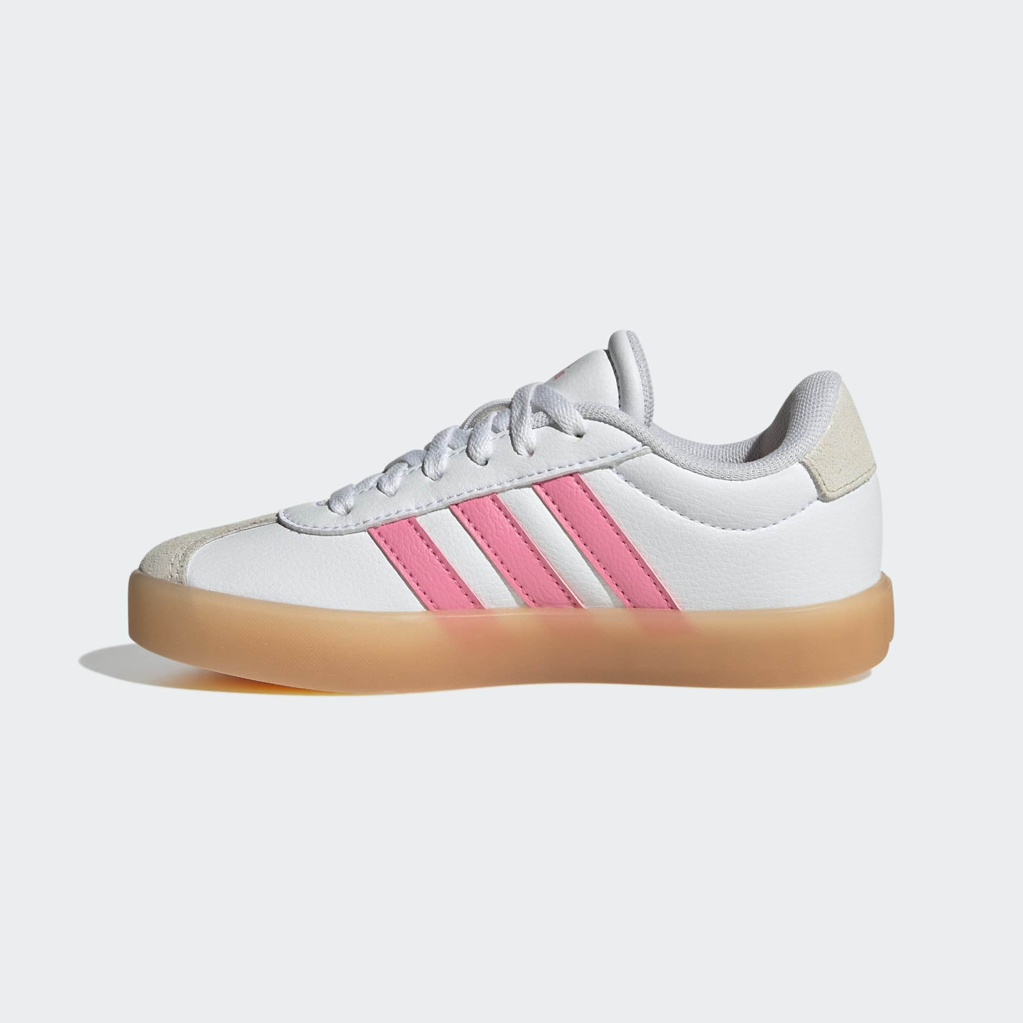 ADIDAS KID'S VL COURT 3.0 WHITE/PINK SNEAKER SHOES