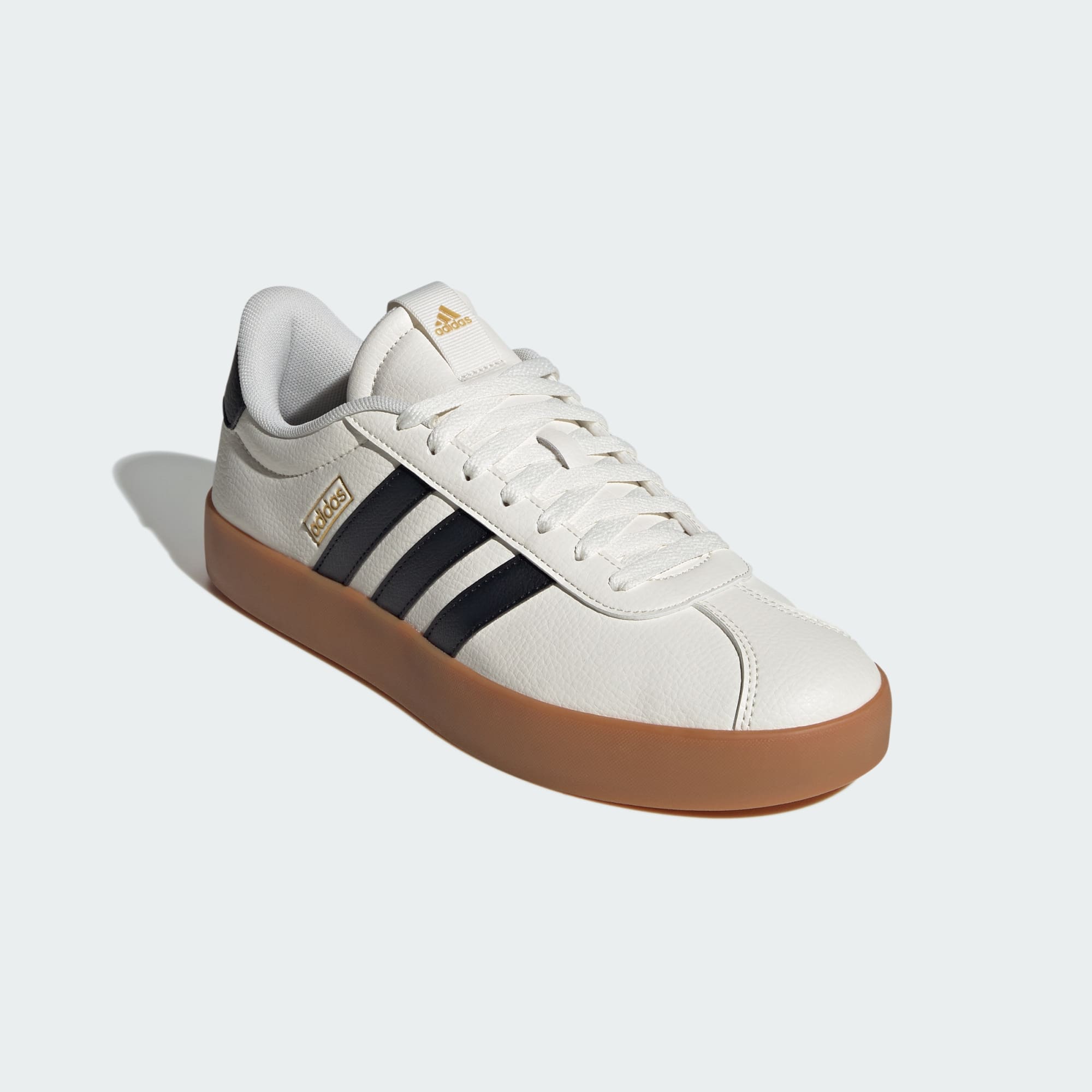 ADIDAS MEN'S VL COURT 3.0 WHITE/BLACK/GOLD SNEAKER SHOES