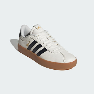 ADIDAS MEN'S VL COURT 3.0 WHITE/BLACK/GOLD SNEAKER SHOES