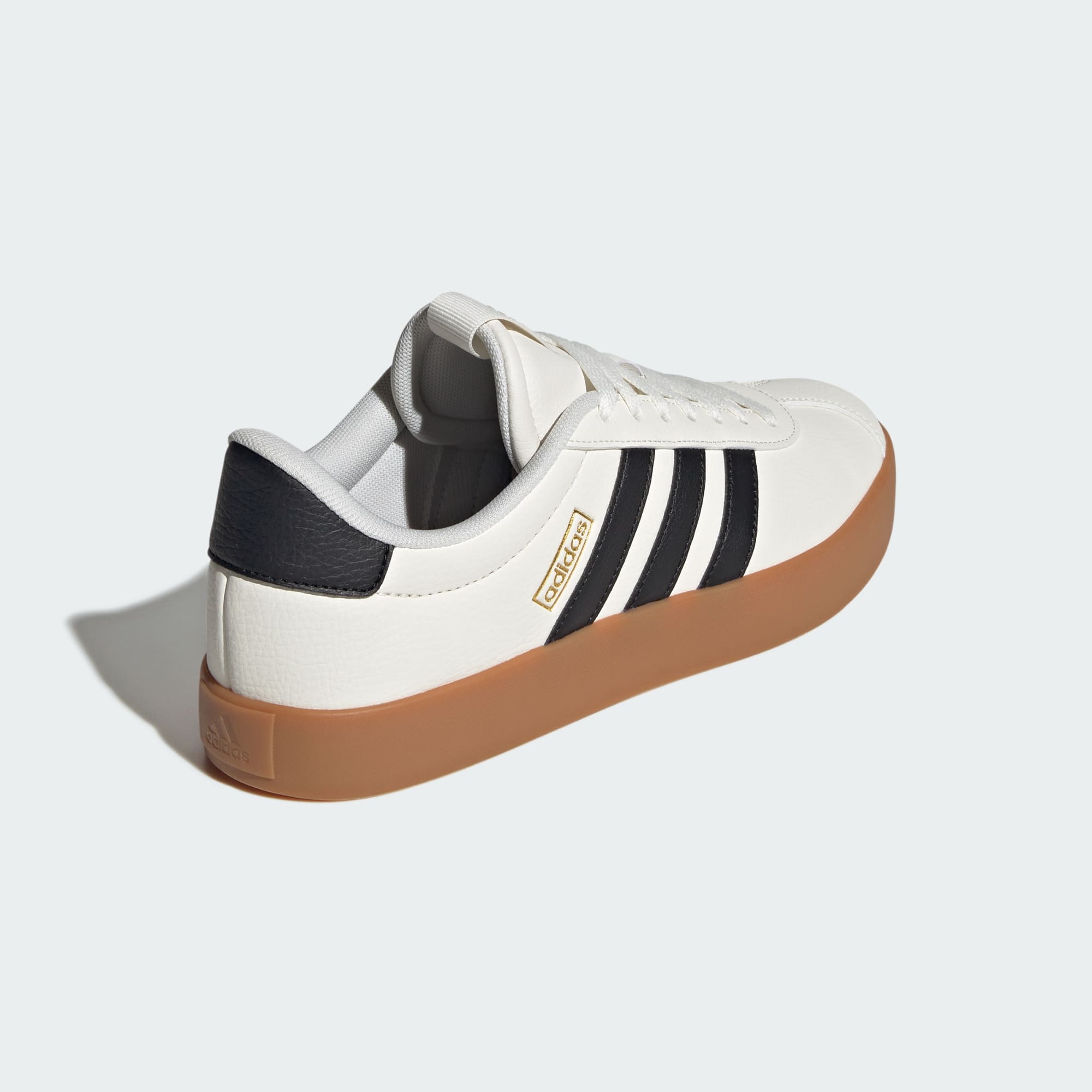 ADIDAS MEN'S VL COURT 3.0 WHITE/BLACK/GOLD SNEAKER SHOES