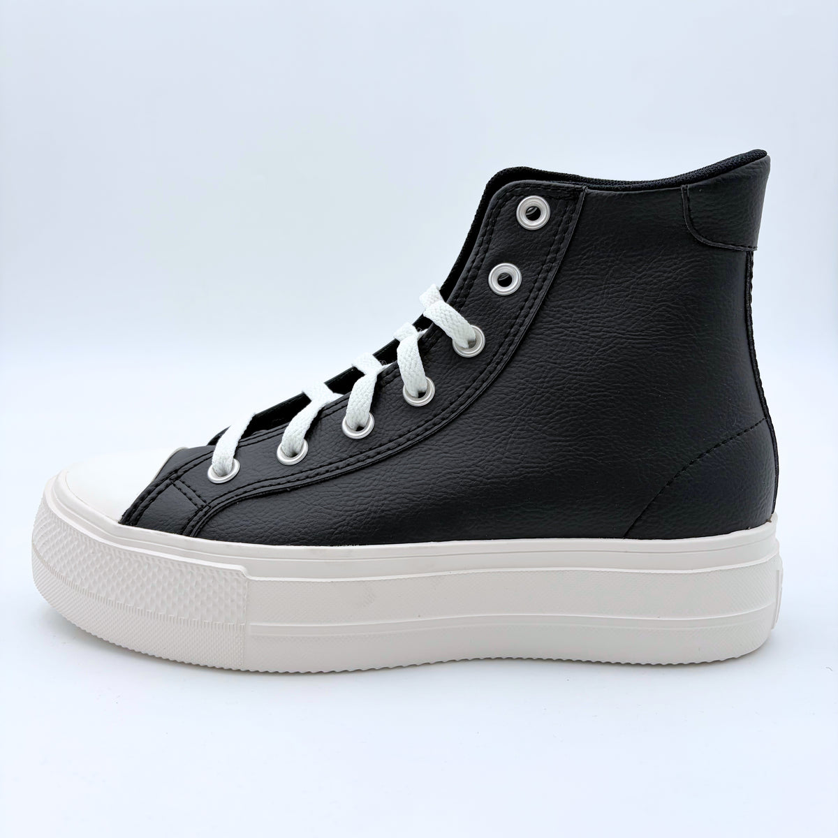 CONVERSE WOMEN'S DAY ONE PLATFORM HI LEATHER BLACK/WHITE SNEAKER SHOES