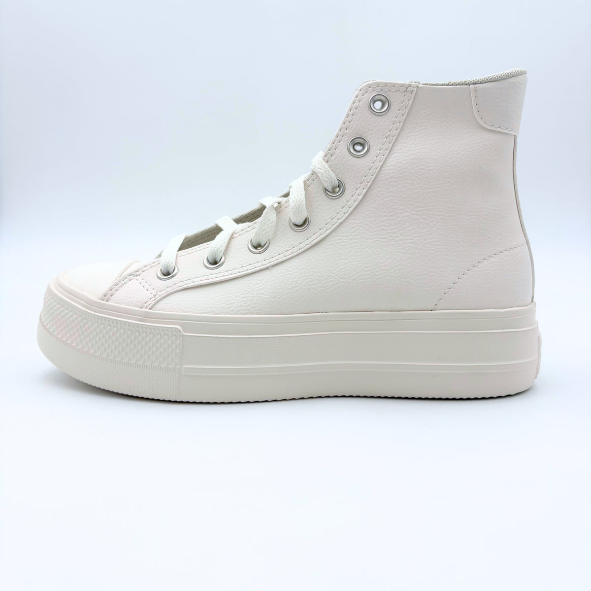 CONVERSE WOMEN'S DAY ONE PLATFORM HI LEATHER TRIPLE WHITE SNEAKER SHOES