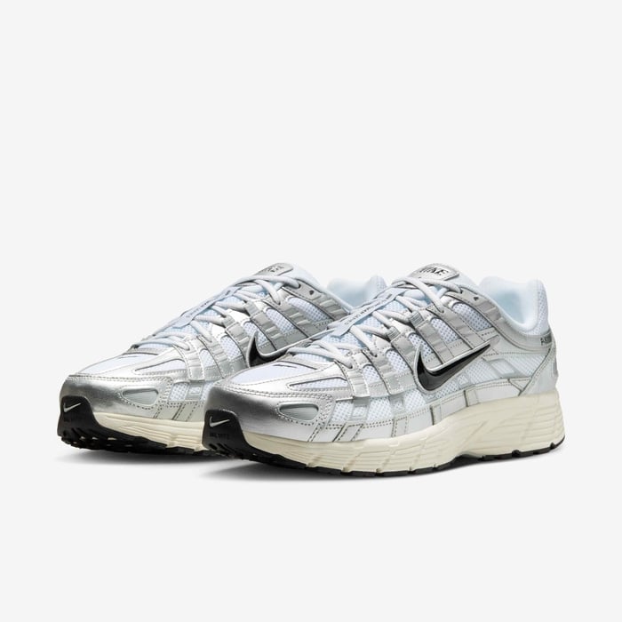 NIKE MEN'S P-6000 WHITE/METALLIC SNEAKER SHOES