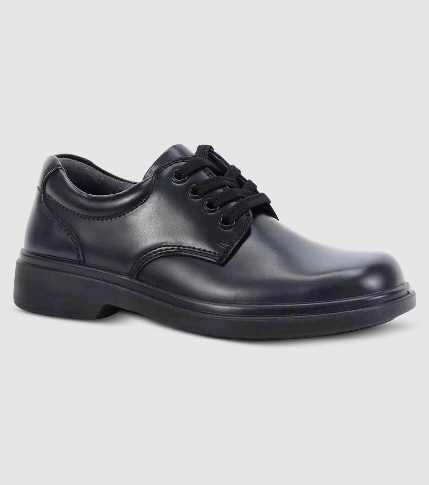 CLARKS UNISEX (SENIOR) DETROIT TRIPLE BLACK LEATHER SHOE (WIDTH E)