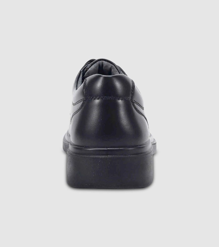 CLARKS UNISEX (SENIOR) DETROIT TRIPLE BLACK LEATHER SHOE (WIDTH E)