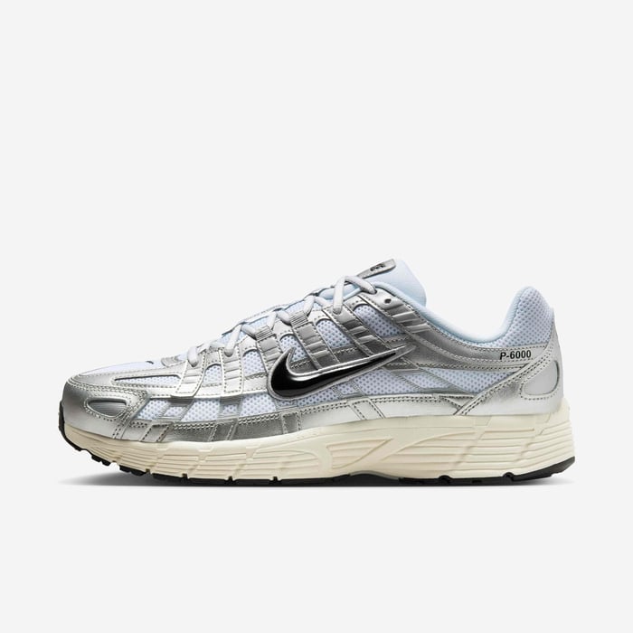 NIKE MEN'S P-6000 WHITE/METALLIC SNEAKER SHOES