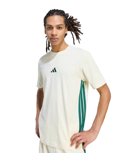 ADIDAS MEN'S ESSENTIALS 3-STRIPES SMALL LOGO IVORY TEE