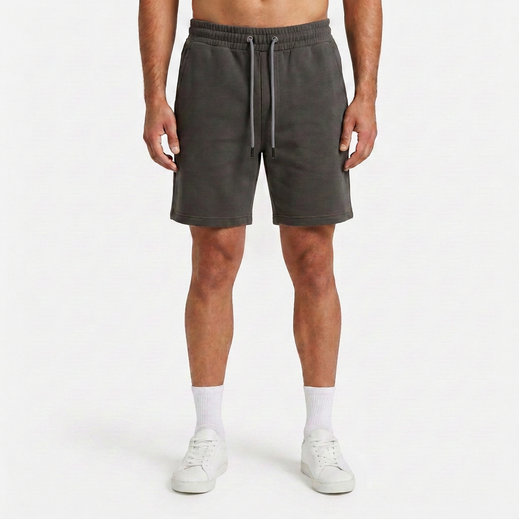 INSPORT mens Scuba short in charcoal, front view on model