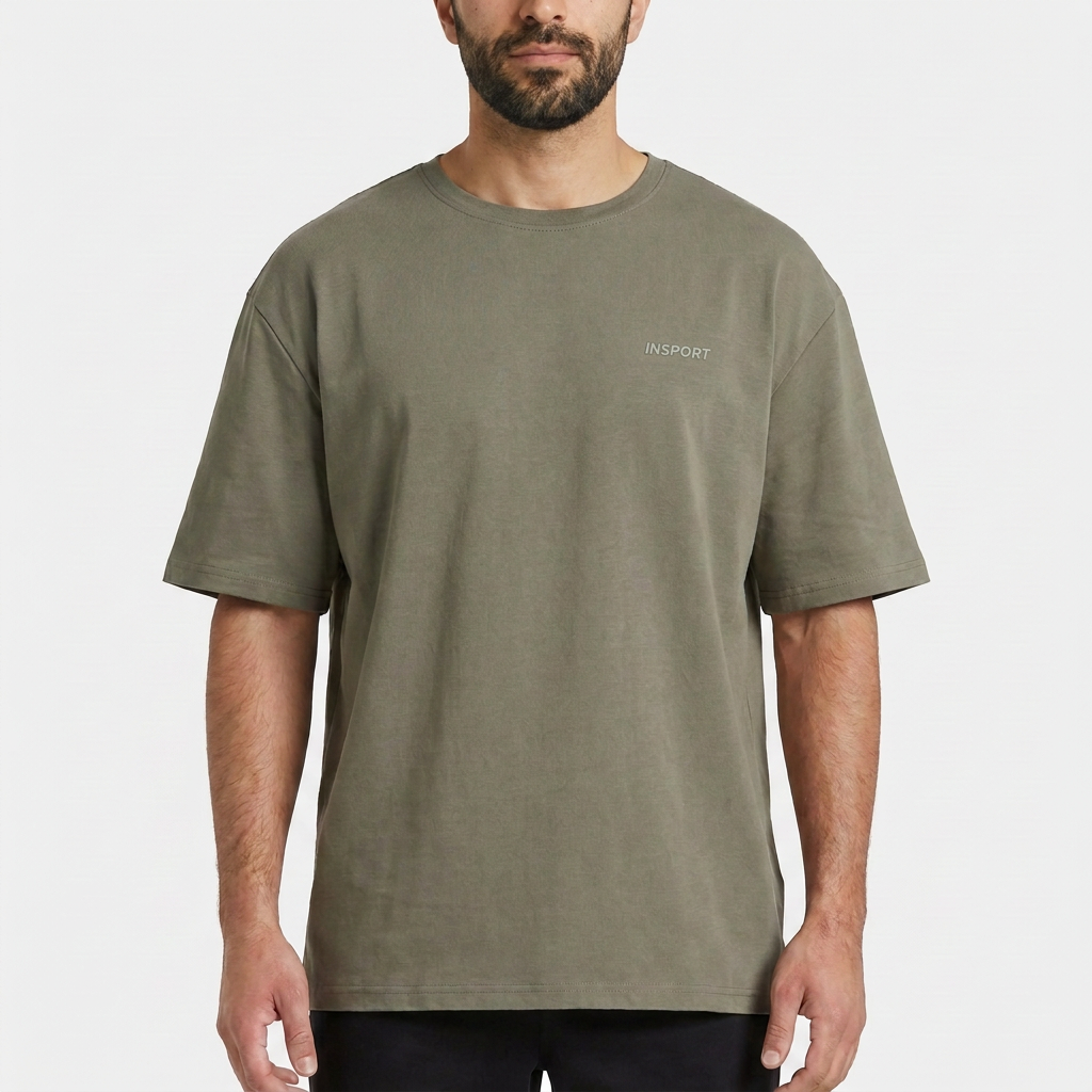 INSPORT mens Scuba tee in moss, front close-up