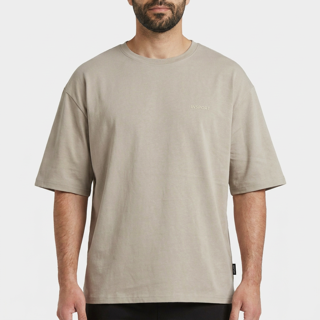 INSPORT mens Scuba tee in stone, front close-up