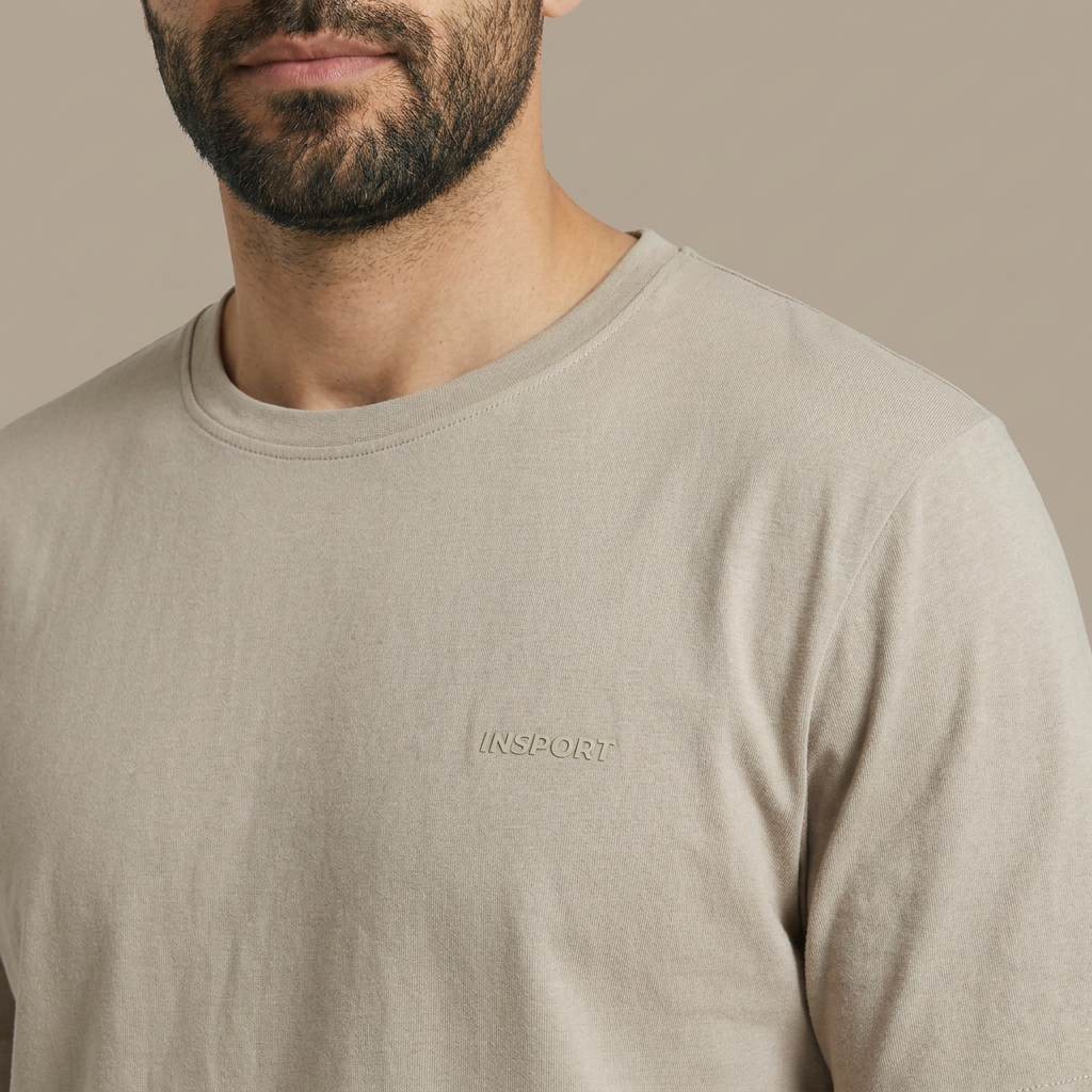 INSPORT mens Scuba tee in stone, chest logo detail
