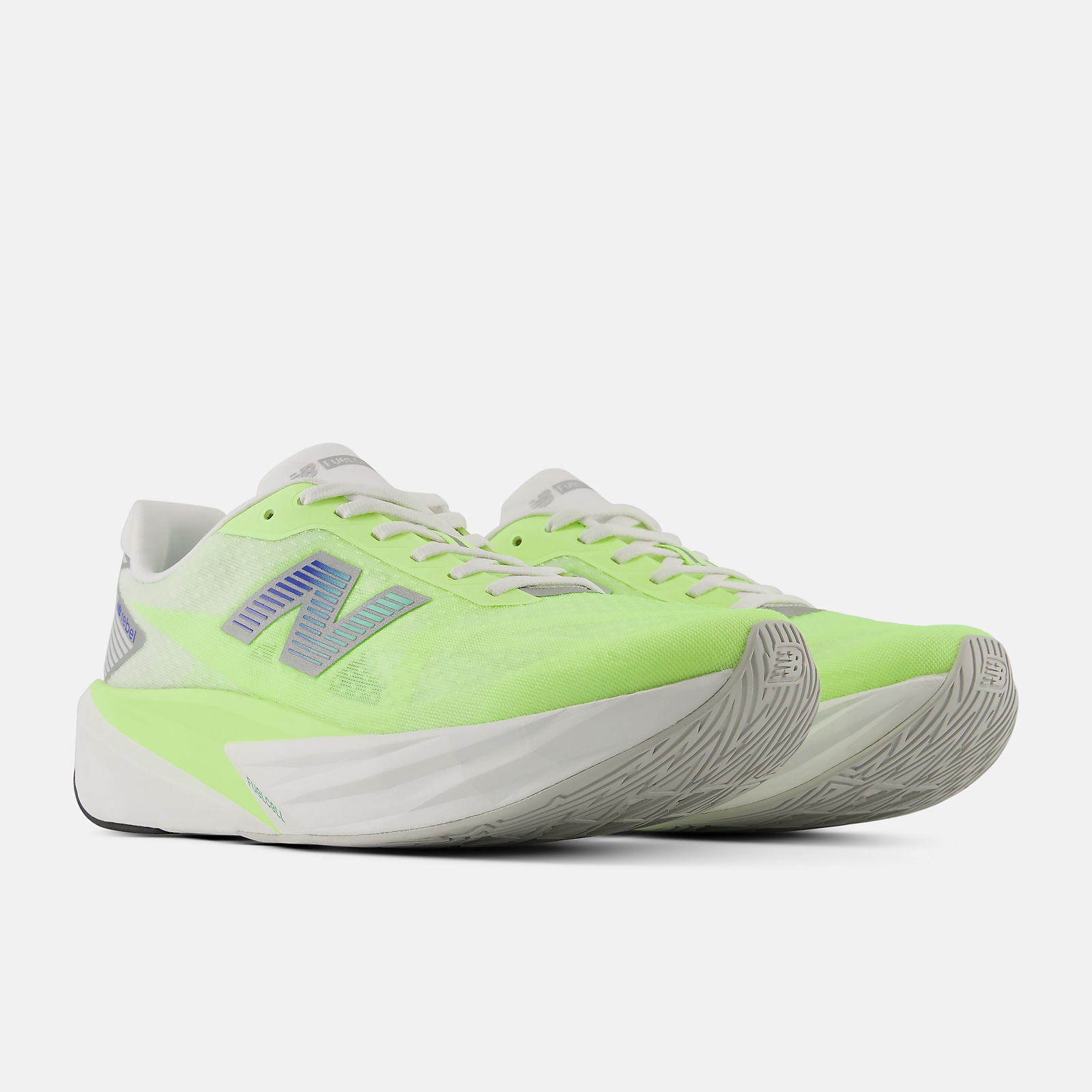 NEW BALANCE MEN'S FUELCELL REBEL V5 FLURO/WHITE RUNNING SHOES